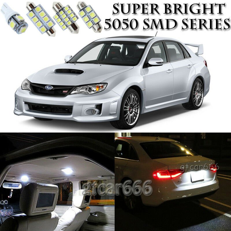Xenon White LED Interior kit + License Light For Subaru Impreza WRX 2004-2016