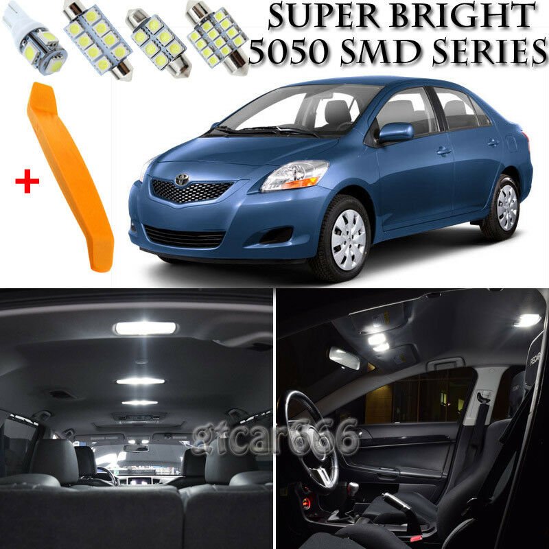 8 x Xenon White Interior LED Lights Kit + TOOL For 2007 - 2011 Toyota Yaris