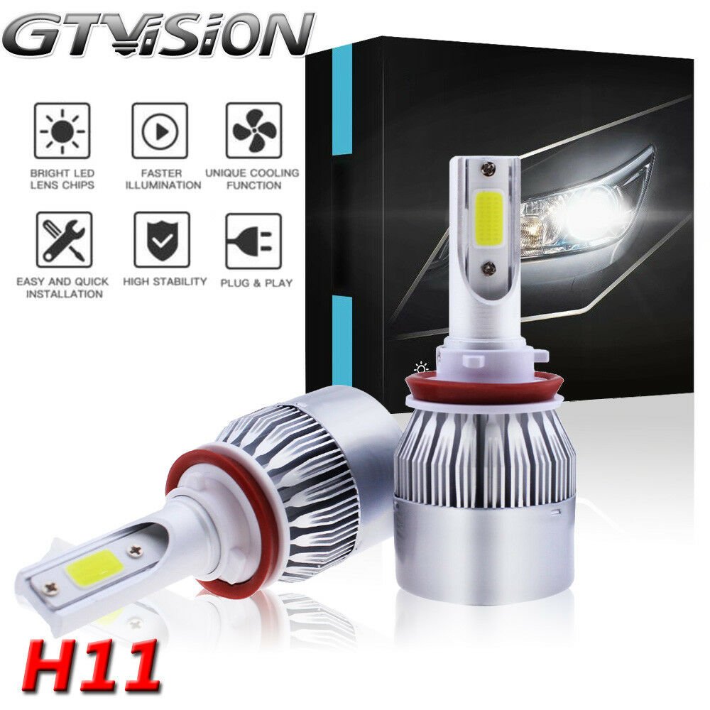 Pair H11 H9 H8 LED Headlight Bulbs Kit Low Beam Fog Light 1300W 6000K 195000LM