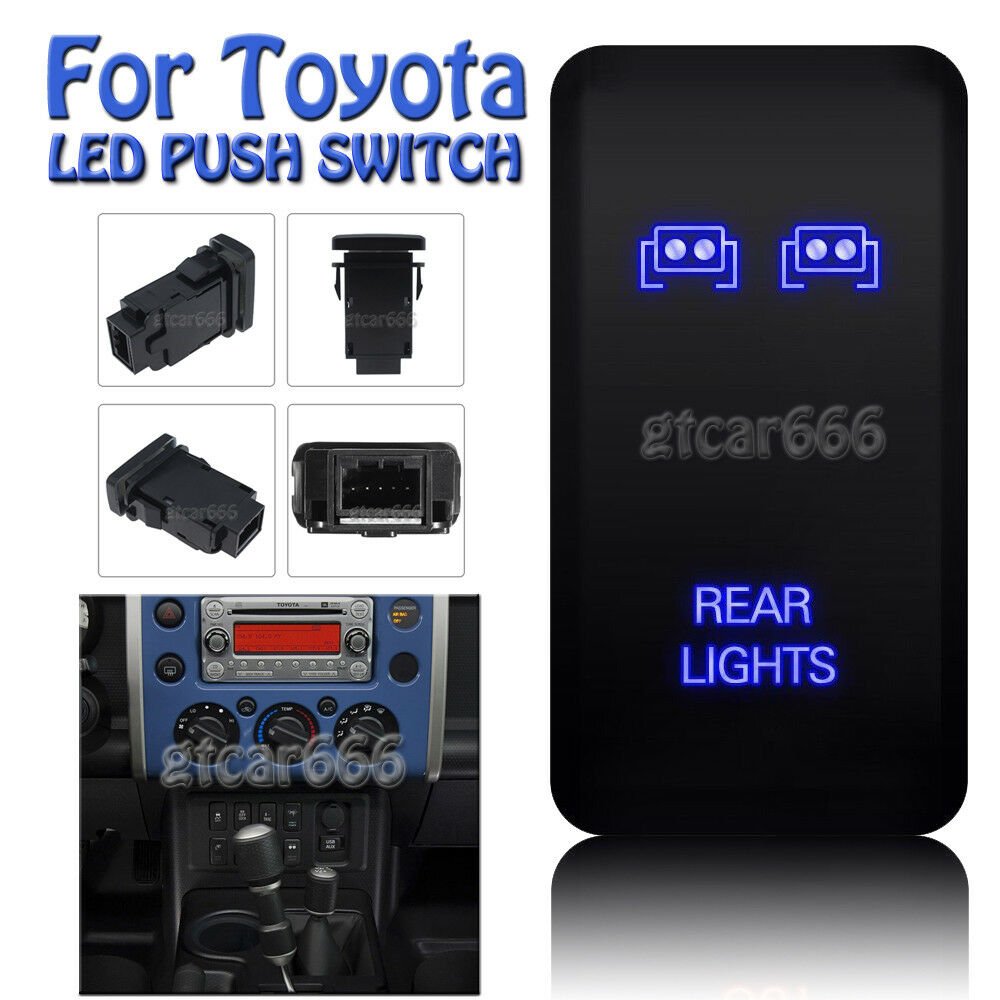 12V 3A Rear Lights Blue LED Push Switch For Toyota Tacoma Hilux Camry 4Runner