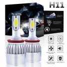 Pair H11 H9 H8 LED Headlight Kit Low Beam Fog Light Lamps 1300W 6000K 195000LM