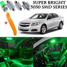 9 x Ultra Green Interior LED Lights Kit + TOOL For 2008-2013 Chevrolet Malibu