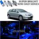 8x Bright SMD Blue LED Interior Light Package Kit For Honda Civic Sedan Hatch