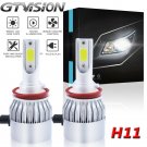 Pair C6 Series H8 H9 H11 LED Headlight Bulb Kit 6000K Low Beam Replacement COB