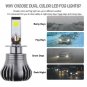 High Power H3 LED Fog Light Bulb Dual Color White + Yellow Blinking Flash 2-Mode