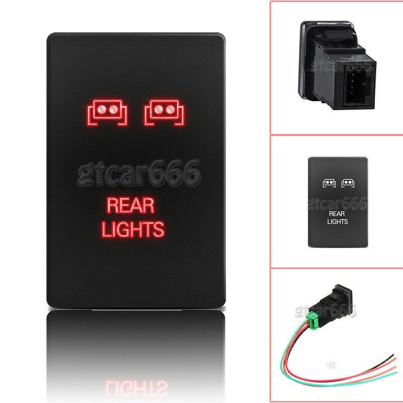 12V 3A ON-OFF Red LED Push Switch Rear Lights For Toyota Tundra 4Runner 2010-up