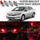 8X Bright SMD RED LED Interior Light Package Kit For 2006-2012 Honda Civic