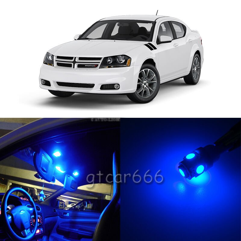 9 x Super Blue LED Interior Light Package Kit For Dodge Avenger 2008 - 2014