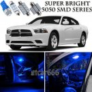 10pcs Blue LED Interior Lights Bulb Package Kit For Dodge Charger 2011 - 2014