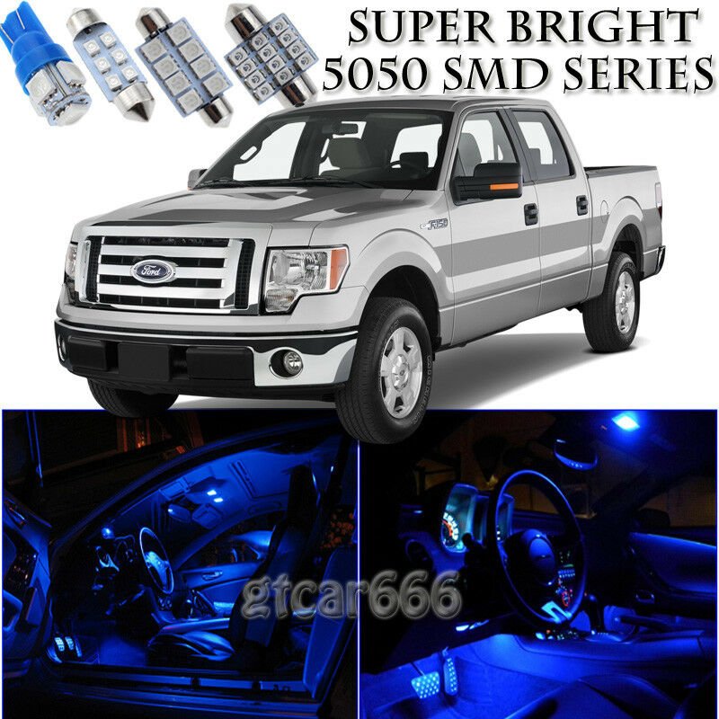 8X Bright SMD Blue LED Interior Light Package Kit For Ford F-150 2009-2014