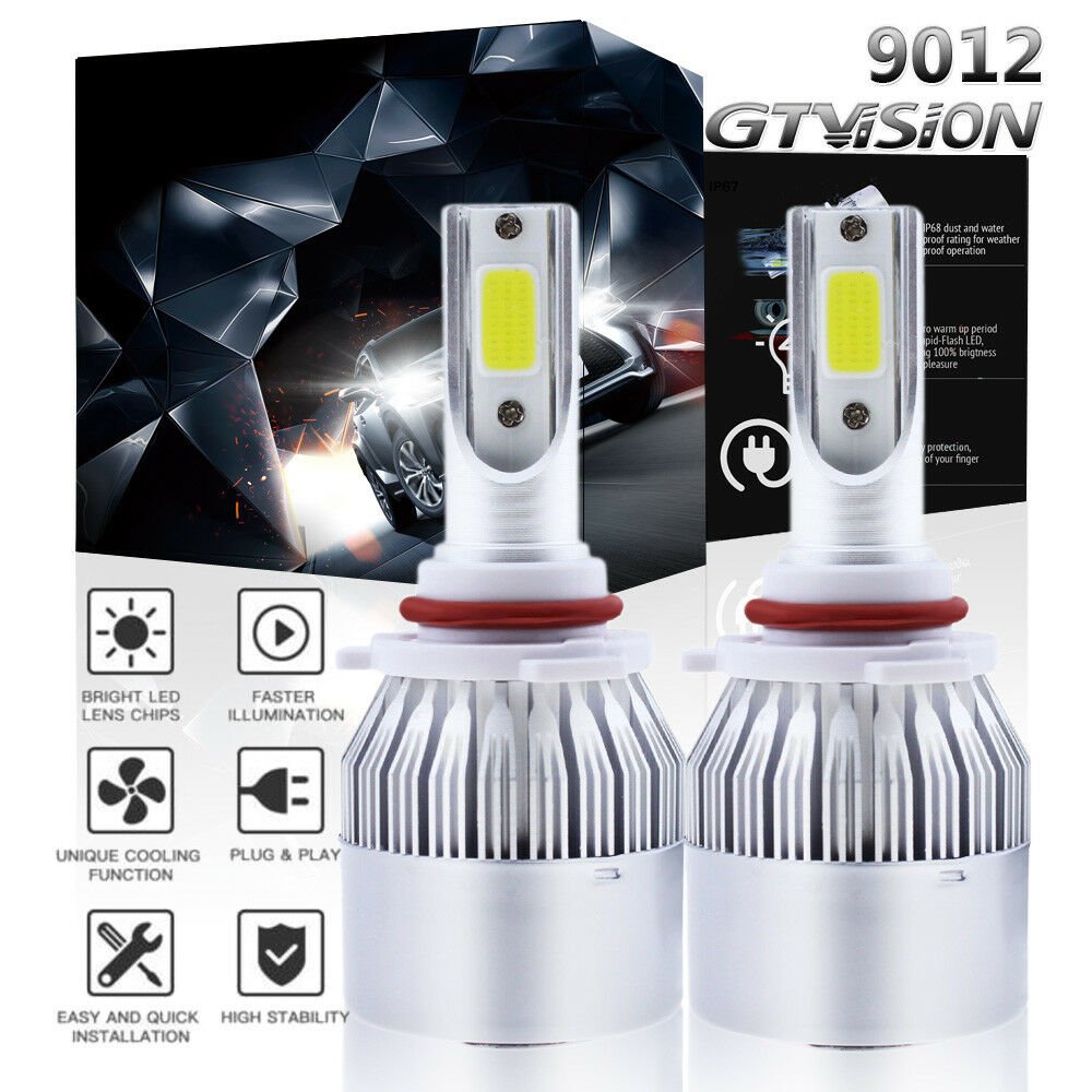 2Pcs 9012 LED Headlight Bulb Conversion Kit For GMC Sierra 1500 2500 3500 White