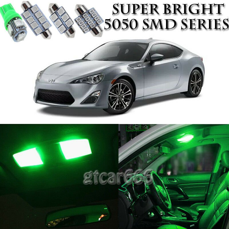 7x Bright SMD Green LED Interior Light Package Kit For Scion FR-S 2013-2016