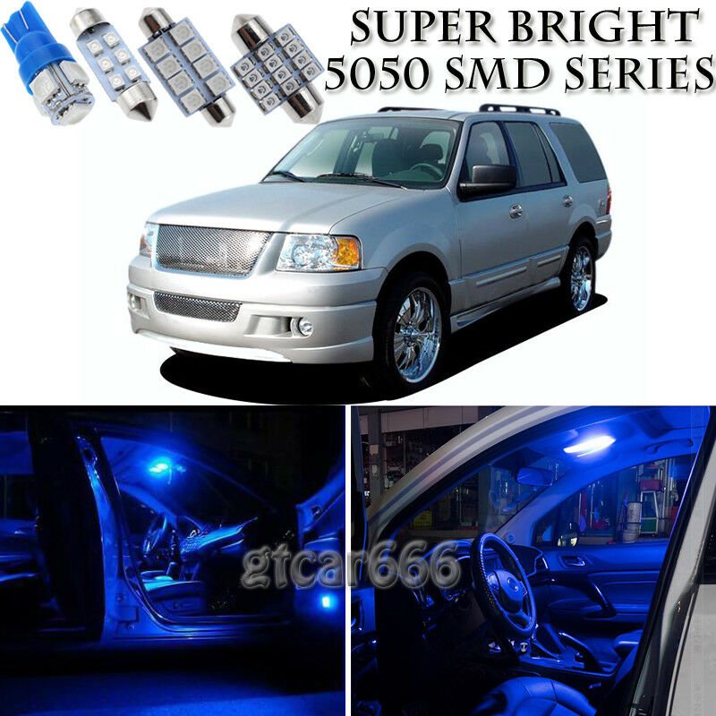 10pcs Blue LED Interior Lights Bulb Package Kit For Ford Expedition 2000-2006