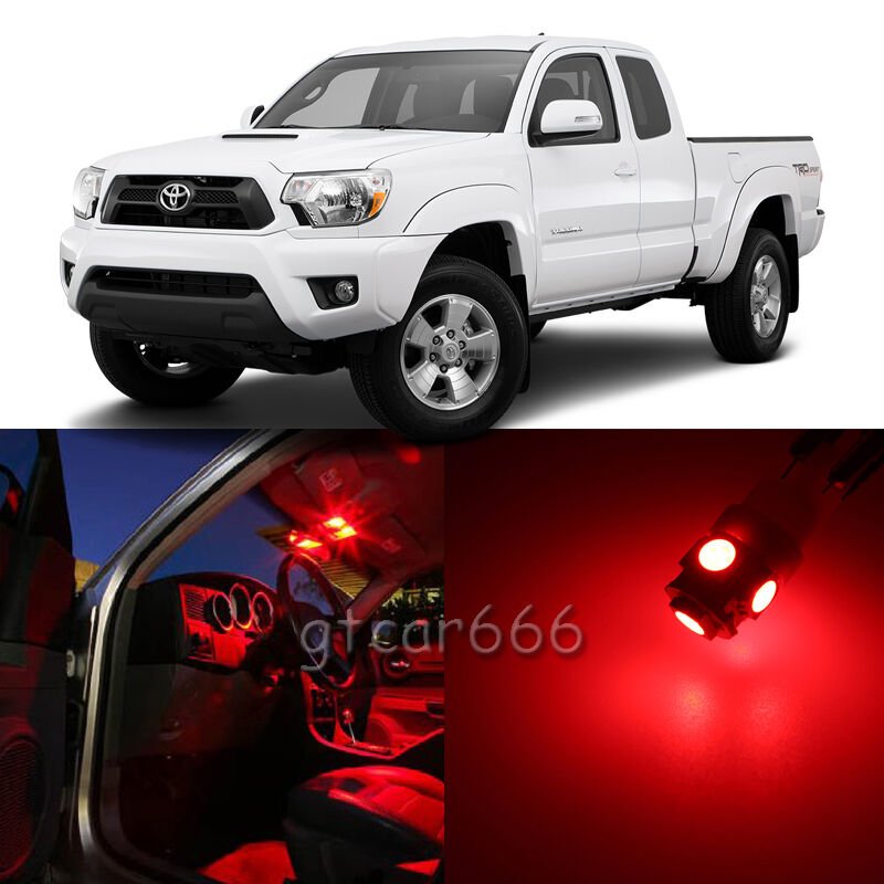 7 x Super Red LED Interior Lights Package Kit For Toyota Tacoma 2005 - 2015