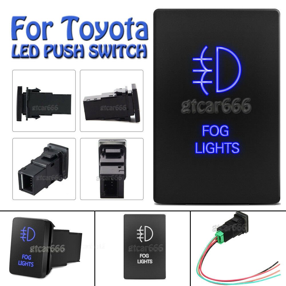 12V 3A 32.5mmx22mm Push Switch Blue Fog Lights For Toyota Tundra 4Runner 2010-up