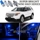10pcs Blue LED Interior Lights Bulb Package Kit For Ford Explorer 2011-2015