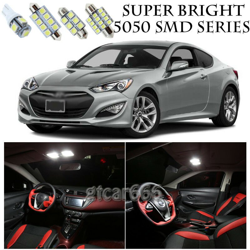 5050 White LED Interior Lights Package Kit For 10-16 Hyundai Genesis Coupe 10pcs