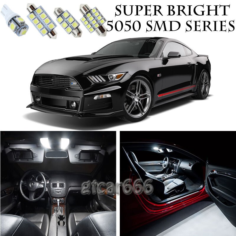 5050 SMD White LED Interior Lights Package Kit For 2015-2017 Ford Mustang 8pcs