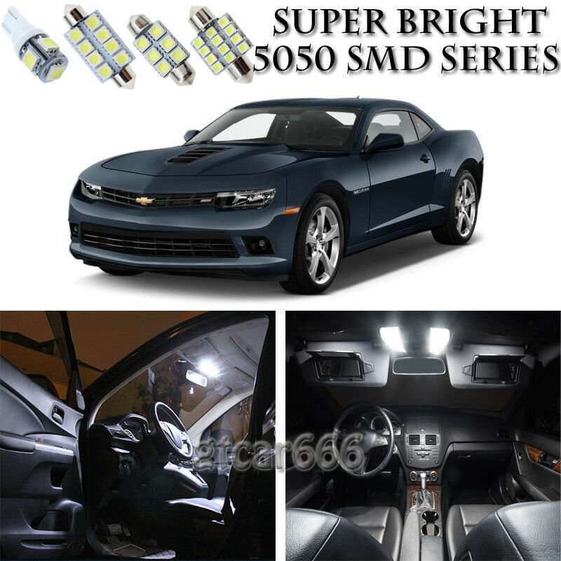 8pcs Xenon White LED Interior Lights Bulb Package Kit For 2010-2015 Chevy Camaro