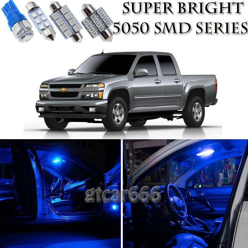 8pcs Blue LED Interior Lights Bulb Package Kit For Chevy Colorado 2004-2012