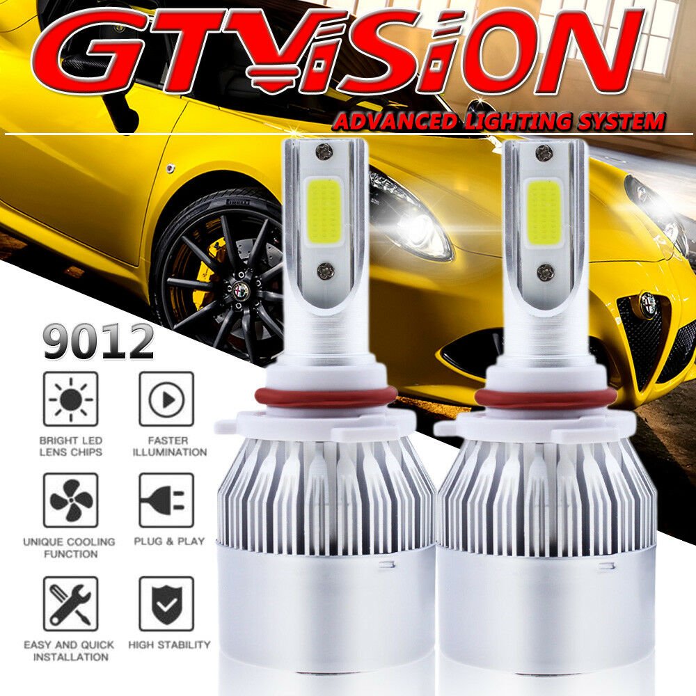 Pair 9012 LED Headlight Hidh Low Beam For Toyota RAV4 2016-2017 Yaris 2015-2017