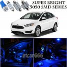 For Ford Focus 2012-2016 Blue LED Interior Light Kit + License Plate Light 9PCS