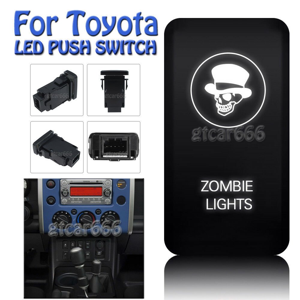 12V 3A White LED Push Switch For Toyota Fortuner Hilux Tacoma 05-11 ZOMBIE LIGHT