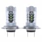 2pcs 80W H7 LED Headlight Auto Car Fog Backup Light Driving Lamp White Bulbs