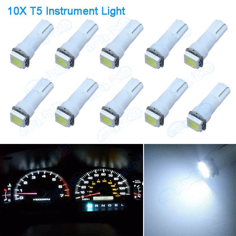 10x T5 17 37 73 74 Wedge Instrument Dashboard LED Light Bulb White For ...