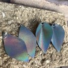 Periwinkle leather earrings, teardrop or diamond shape, hypoallergenic nickel free earwires