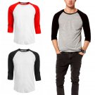 Men's Casual 3/4 Sleeve T shirt Raglan Jersey Shirt man Tees