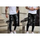 Men's Jeans Slim Denim Ripped Fit Skinny Frayed Biker Pants cool fashion boy