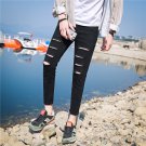 Men's Jeans Elastic Repair Feet Black Hole 9 Minutes Pants