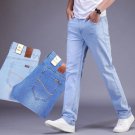 Light blue grinding white jeans men color sky straight tube loose pale summer