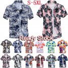 S-5XL Fashion Men Aloha Hawaiian Shirts Short Sleeve Floral Printed Beach Shirts