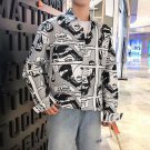 Harajuku Style Bf Comic Newspaper Long-Sleeved Shirt Men's Tide Korean Version O