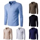 HOT Fashion Mens Casual Polo Shirt Slim Fit V-neck Long Sleeve Tops Tee T-shirt