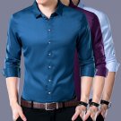 Mens Casual Shirt Fashion T-Shirt Long Sleeve Iron-Free Solid Color Shirt