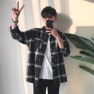 Handsome Lattice shirts, male students, long sleeves, long sleeves.
