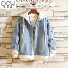Jeans men's Korean handsome loose fake, two hooded jackets.