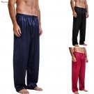 Men Pants Trousers Solid Color Straight Leg Pyjamas Pants Sleeping Bottoms Drawstring Slim fit