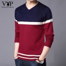 HOT SALE Ready Stock Men's cusual pure wool long sleeve sweater V-neck knitwear