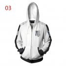 Attack on Titan Zipper Hoodie Anime Zipper Coat 3D Hoodie Jacket Outerwear Casual Tops 4 colors