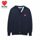 COMME des Garcons Play Pure Cotton Men Couple Solid Knitted Cardigan Sweater Coat