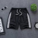 Men Fitness Polyester Sports Stripe Elastic Waist Soft Quick Dry Beach Shorts