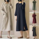 ZANZEA Women 3/4 Sleeve Loose Plus Size Cotton Long Dress 4.9