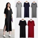 Soft Women Korean Fashion Long Loose Split Thin Modal Maxi Dress