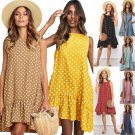 2019 summer hot explosion print ruffled dress large size women's loose dot chiffon dress