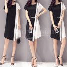 Plus Size Summer Dress Women Lady Office OL Dress Work Wear Korean Midi Dress