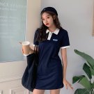 Korean Embroidered short sleeve dress summer Slim Polo collar Short dresses